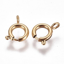 Golden Ion Plating(IP) 304 Stainless Steel Spring Ring Clasps, Golden, 8x1.8mm, Hole: 2.5mm