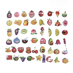 Fruit 50Pcs 50 Styles PVC Plastic Fruit Character Stickers Sets, Waterproof Adhesive Decals for DIY Scrapbooking, Photo Album Decoration, Fruit Pattern, 44~74x21.5~66x0.1mm, 50pcs/bag