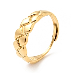 Doré  Placage ionique (ip) 304 anneau réglable en losange texturé en acier inoxydable pour femme, or, taille us 9 (18.9 mm)