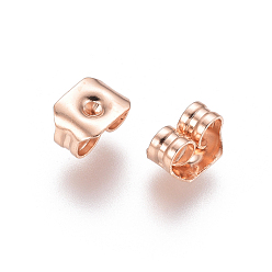 Oro Rosa 304 tuercas del oído de acero inoxidable, espaldas de aretes de mariposa para aretes de poste, oro rosa, 3.5x5x3 mm, agujero: 1 mm