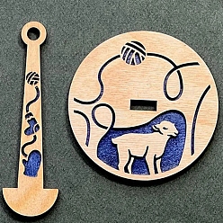 Овца Круглый портативный деревянный держатель для пряжи на запястье, вращающийся механизм прядения спиц для вязания крючком, подарки для любителей рукоделия, овца, 100x150 мм