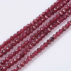 Garnet Natural Garnet Beads Strands, Faceted, Round, 2mm, Hole: 0.5mm, about 170pcs/strand, 15.7 inch