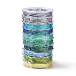Mixed Color 10 Rolls 10 Colors 6-Ply PET Polyester Cord, for Jewelry Making, Mixed Color, 0.4mm, about 50m/roll, 1 roll/color