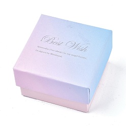 Pink Best Wish Cardboard Ring Boxes, with Black Sponge, for Jewelry Gift Packaging, Square, Pink, 5x5x3.15cm