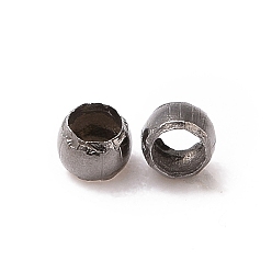 Bronze Perles à écraser en laiton , rondelle, gris anthracite, environ 2 mm de diamètre, Longueur 1.2mm, Trou: 1.2mm