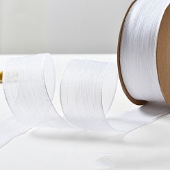 Blanc 20 mètres de rubans d'organza en polyester, accessoires du vêtement, emballage cadeau, blanc, 1-5/8 pouces (40 mm)