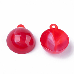 Crimson Acrylic Pendants, Imitation Gemstone Style, Half Round, Crimson, 18.5x15.5x8mm, Hole: 1.6mm, about 398pcs/500g