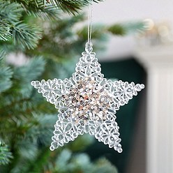 Star Acrylic with Sequin Pendant Decoration, Christmas Tree Hanging Decorations, for Party Gift Home Decoration, Star, 120x125mm