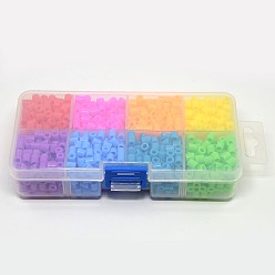 Color mezclado Pe cuentas tubo melty bricolaje fusionan perlas recargas para niños, color mezclado, 5x5 mm, agujero: 3 mm, sobre 1100 unidades / caja