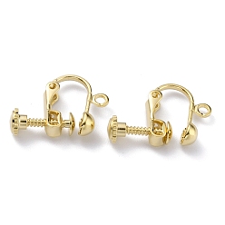Real 24K Gold Plated Brass Clip-on Earring Findings, Spiral Ear Clip, Components Screw Back Ear Wire Non Pierced Earring Converter, with Loop, for Jewelry Making, Real 24K Gold Plated, 17x14x5mm, Hole: 1.6mm