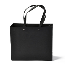 Noir Sacs en papier rectangle, avec poignées en nylon, pour sacs-cadeaux et sacs à provisions, noir, 24x0.4x20 cm