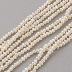 Blanc Antique Brins de perles de culture d'eau douce naturelles, pomme de terre, blanc antique, 3~3.5x2.3~2.6mm, Trou: 0.5mm, Environ 168 pcs/chapelet, 15.1 pouce (38.5 cm)