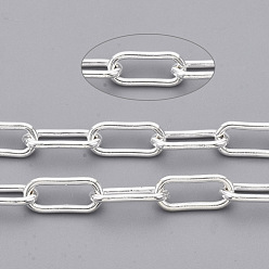 Серебро Цепи из несваренного железа, тянутые удлиненные кабельные цепи, с катушкой, серебряные, 14x6x1.4 мм, около 82.02 футов (25 м) / рулон