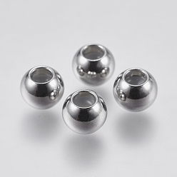 Stainless Steel Color 201 Stainless Steel Beads, with Rubber Inside, Slider Beads, Stopper Beads, Rondelle, Stainless Steel Color, 6x5mm, Hole: 1.5mm