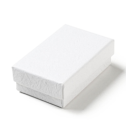 Blanco Cajas de regalo de collar de papel de textura, con alfombra de esponja en el interior, Rectángulo, blanco, 8.1x5.1x2.7 cm, diámetro interior: 4.6x7.3 cm, profundidad: 2.5cm