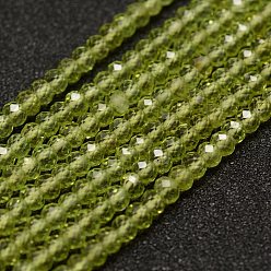 Peridot Natural Peridot Beads Strands, Faceted, Rondelle, 3x2mm, Hole: 0.5~0.6mm, about 129~173pcs/strand, 15.5 inch(39.5cm)