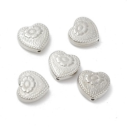 Silver CCB Plastic Beads, Heart, Silver, 17x18x6mm, Hole: 1.6mm, about 415pcs/500g