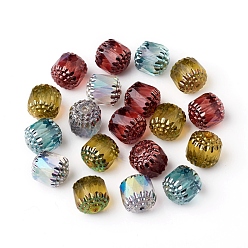 Couleur Mélangete Perles de verre tchèques galvanisées, perles cathédrale, style rétro, facette, ovale, couleur mixte, 10.5x10mm, Trou: 1mm, environ 120 pcs / sachet 