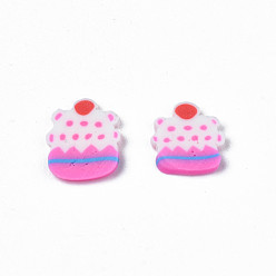 Hot Pink Handmade Polymer Clay Cabochons, Imitation Food, Cake, Hot Pink, 5.5~7.5x5~6.5x0.5mm, about 34000pcs/1000g