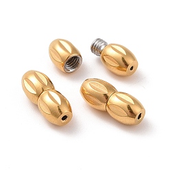 Golden 304 Stainless Steel Screw Clasps, Oval, Golden, 12x5mm, Hole: 0.7mm