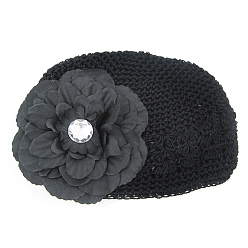 Noir Accessoires de photographie de costumes en béton de crochet faits à la main, Avec des fleurs en tissu, noir, 180mm