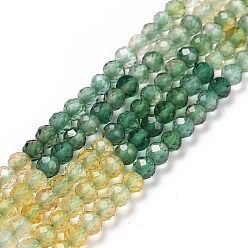 Other Quartz Synthetic Green Yellow Quartz Beads Strands, Gradient Style, Faceted, Round,  3mm, Hole: 0.6mm, about 126pcs/strand, 15.16 inch(38.5cm)