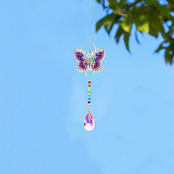 Colorido Kits de decoraciones colgantes con pintura de diamante diy mariposa, con molde de pintura de diamante, diamante de imitación, bolígrafo adhesivo de diamante, plato de bandeja y arcilla de cola, colorido, 425 mm