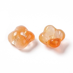 Dark Orange Electroplate Glass Bead, Flower, Dark Orange, 11.5x11.5x5.5mm, Hole: 1.2mm
