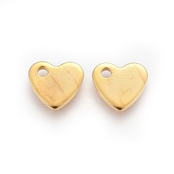 Golden 201 Stainless Steel Stamping Blank Tag Pendants, Heart, Golden, 9.5x10.5x1.5mm, Hole: 1.9mm