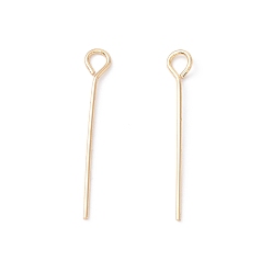 Real 14K Gold Plated Brass Eye Pin, Cadmium Free & Lead Free, Real 14K Gold Plated, 20~20.5x2.7x0.45mm, 24 Gauge, Hole: 1.8mm