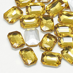 Topacio Señaló hacia cabujones de diamantes de imitación de cristal, facetados, octágono rectángulo, topacio, 14x10x4 mm