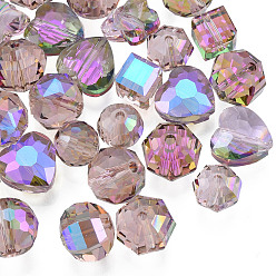 Flamingo Transparent Glass Beads, AB Color, Faceted, Mixed Shapes, Flamingo, 7~10x7~10x5~9.5mm, Hole: 1~1.5mm