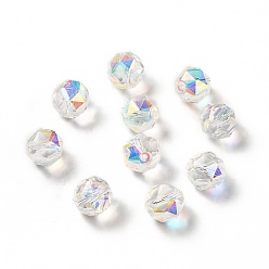 Clear AB Glass Imitation Austrian Crystal Beads, Faceted, Round, Clear AB, 10x9mm, Hole: 1mm