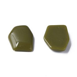 Dark Olive Green Opaque Acrylic Cabochons, Irregular Hexagon, Dark Olive Green, 25.5x19.5x5.5mm, about 253pcs/500g