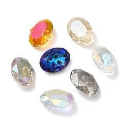 Mixed Color Glass Rhinestone Cabochons, Pointed Back, Faceted, Oval, Mixed Color, 18x13x6mm
