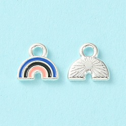 Colorful Alloy Enamel Charms, Rainbow Charm, Silver, Colorful, 6.5x7x1mm, Hole: 1.4mm