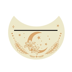 Lune Porte-cartes en bois naturel pour tarot, présentoir pour outils de divination de sorcière, peachpuff, motif de lune, 130x100x5mm
