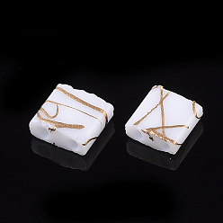 White 2-Hole Glass Seed Beads, Antique Style, Rectangle, White, 5x4.5~5.5x2~2.5mm, Hole: 0.5~0.8mm