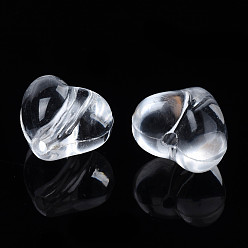 Clair Perles acryliques transparentes, cœur, clair, 13.5x17x13mm, Trou: 3mm, environ305 pcs / 500 g
