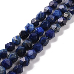 Lapislázuli Hebras de cuentas de lapislázuli de piedras preciosas naturales facetadas, cuentas redondas con corte de estrella, 8 mm, agujero: 1 mm, sobre 47 unidades / cadena, 16 pulgada