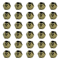 Antique Bronze Polyhedron Tibetan Style Alloy Finding Beads, Lead Free & Cadmium Free, Antique Bronze, 3x3x3mm, Hole: 1mm