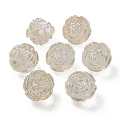 Clair Placage uv perles acryliques irisées arc-en-ciel, perle bicolore en perle, rose, clair, 15.5x16x15mm, Trou: 3mm