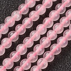 Розовый Кварц Естественно розового кварца нитей, круглые, 3 мм, отверстие : 0.8 мм, около 127 шт / нитка, 15.7 дюйм (40 см)