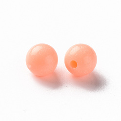 Saumon Clair Perles acryliques opaques, ronde, saumon clair, 8x7mm, Trou: 2mm, environ1745 pcs / 500 g
