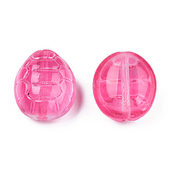 Hot Pink Transparent Spray Painted Glass Beads, Tortoise, Hot Pink, 12x11x7mm, Hole: 1mm