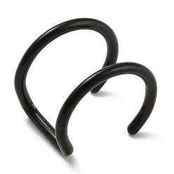 Noir 304 boucles d'oreilles manchette double ligne en acier inoxydable, anneaux de nez non perçants, faux anneaux à lèvres, noir, 9.5x10.5x8mm