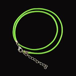 Lawn Green Waxed Cotton Cord Necklace Making, with Alloy Lobster Claw Clasps and Iron End Chains, Platinum, Lawn Green, 17.4 inch(44cm)