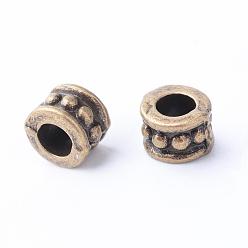Antique Bronze Tibetan Style Alloy Spacer Beads, Column, Cadmium Free & Nickel Free & Lead Free, Antique Bronze, 6x4.5mm, Hole: 3mm, about 2320pcs/1000g
