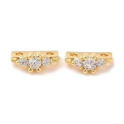Real 18K Gold Plated Brass Micro Pave Clear Cubic Zirconia Slide Charms, Real 18K Gold Plated, 4x10.5x6.5mm, Hole: 1.6mm