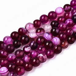 Medium Violet Red Natural Agate Beads Strands, Dyed, Round, Medium Violet Red, 4.5mm, Hole: 1mm, about 95~99pcs/strand, 14.96 inch~15.20 inch(38cm~38.6cm)